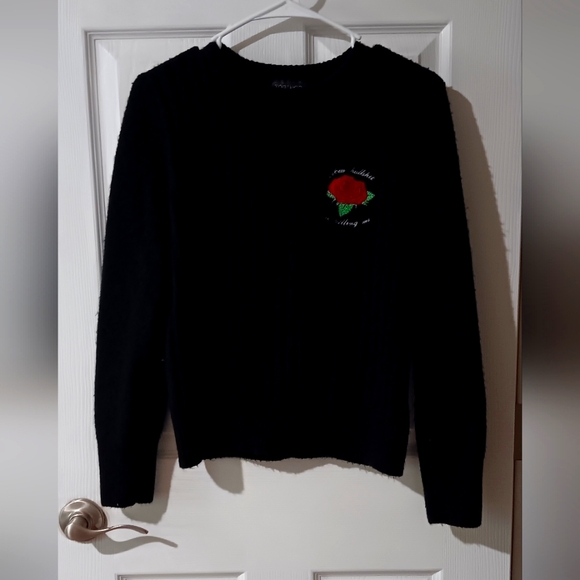 You're BS Is Killin Me - Sweet Sarcasm Rose Applique Embroidered Sweater - Picture 1 of 6